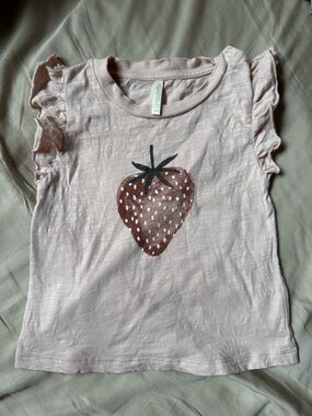 Rylee + Cru Light Pink Strawberry Ruffle Sleeve Tee